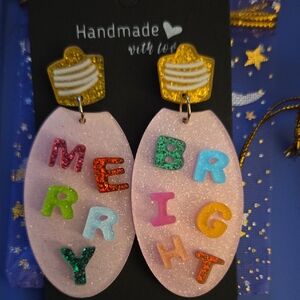 **New** Colorful "Merry Bright" Christmas Earrings
